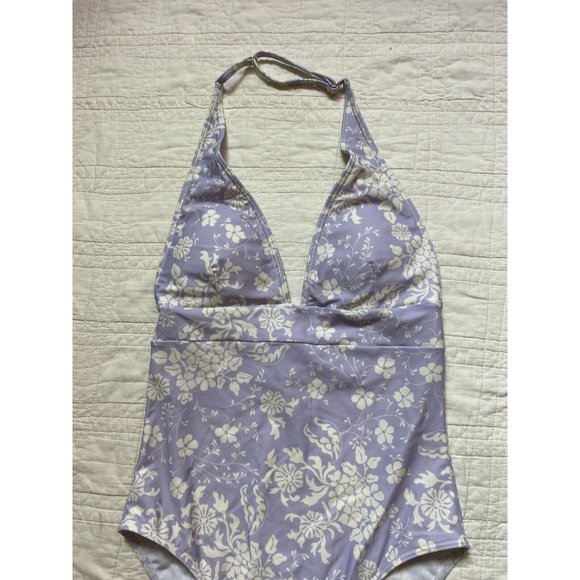 Summersalt Vintage Floral Halter Plunge One Piece Swim Bathing Suit Size 2 - Picture 3 of 10